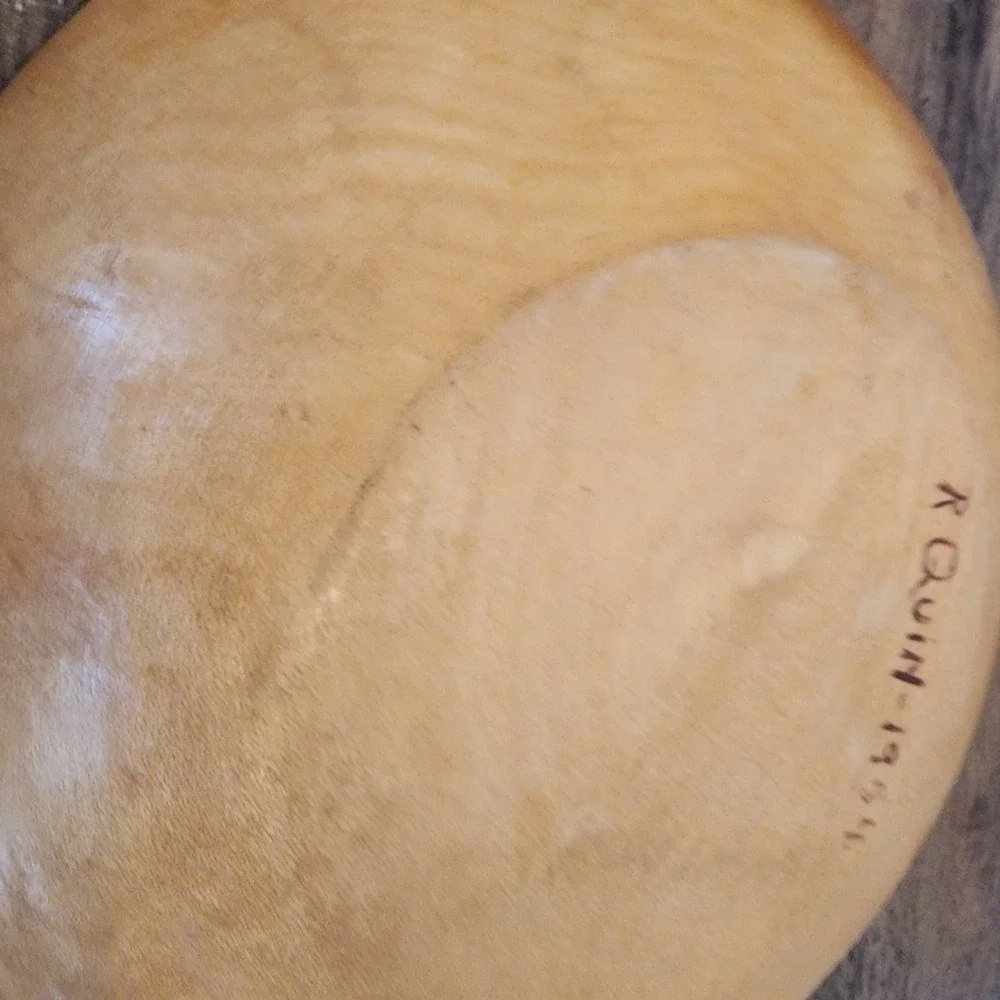 Wooden Serving Bowl w/Spoon Hand Painted‎ Made in Sweden Vintage 1954 7